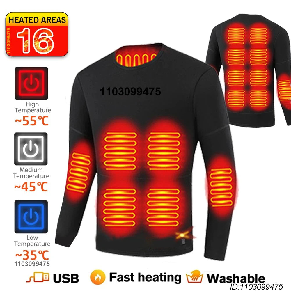 Varmet undertøy 28 områder turskjorter skiutstyr topper bukser menn kvinner termisk undertøy USB varmejakke vinterklær