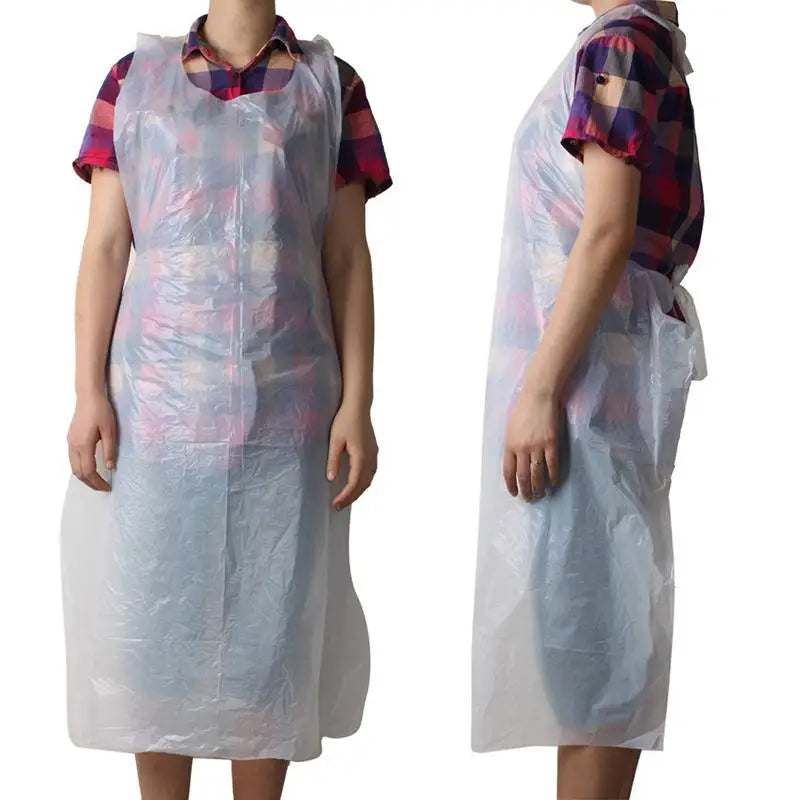 10PCS Disposable Kitchen Aprons Plastic Waterproof Apron Individually Packing Gowns For Men Women Kitchen Protection Accessories