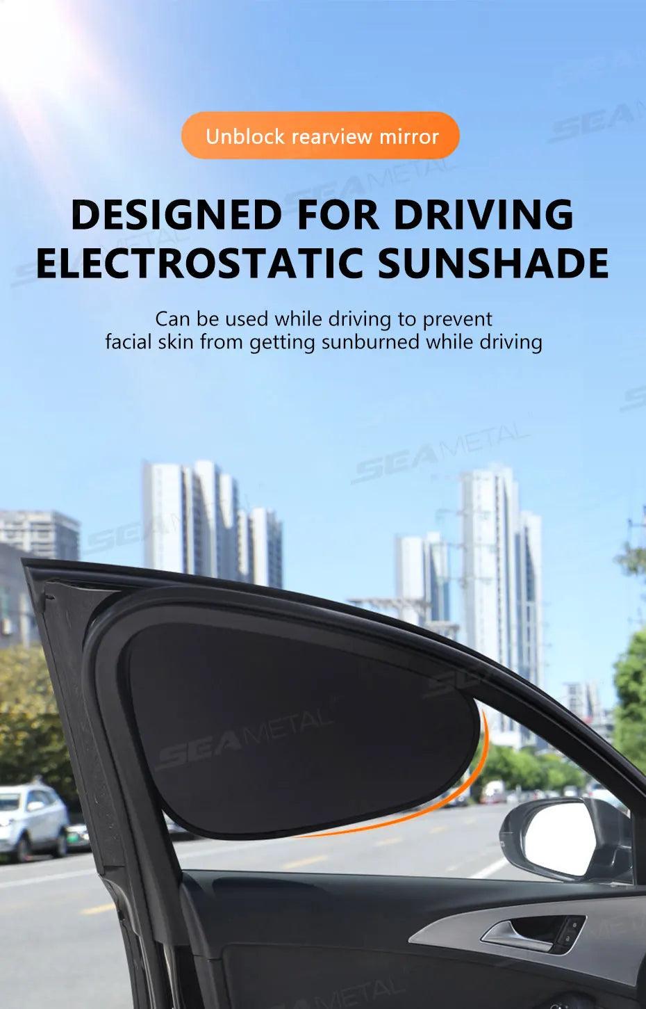 SEAMETAL Side Window Sun Shade for Car Electrostatic Curtains Anti-Glare Car Sun Protection Cover for Baby 99.9% UVR Blocking