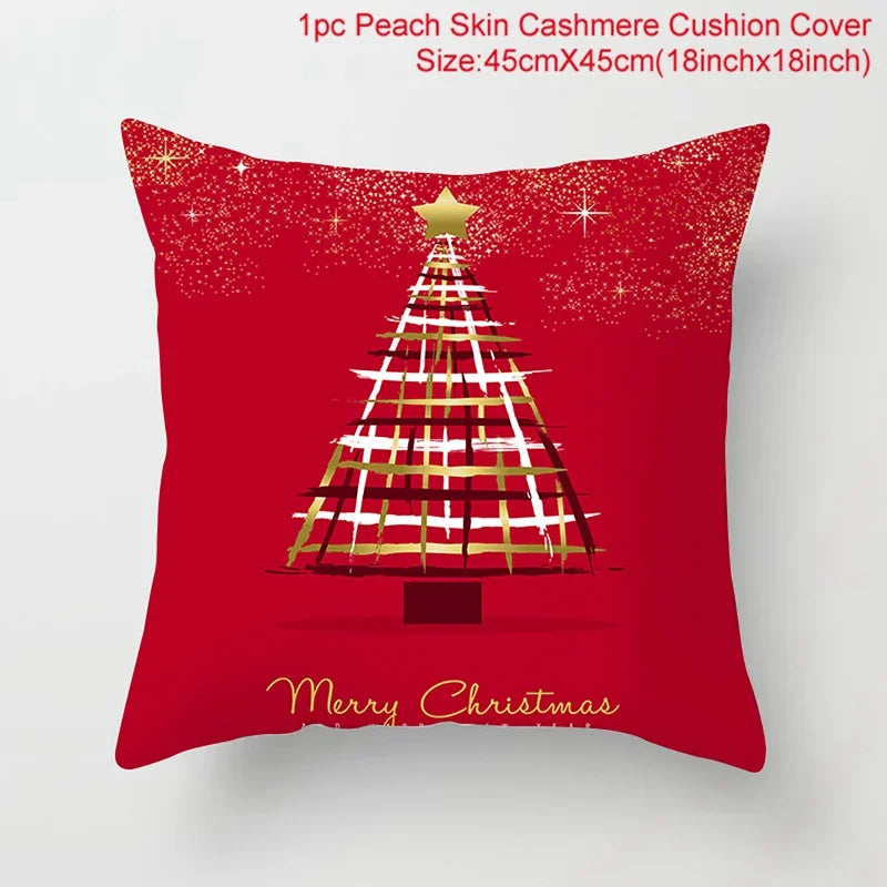 Merry Christmas Cushion Cover Christmas Decorations for Home 2021 Cristmas Ornament Noel Xmas Decor Navidad Happy New Year Gifts