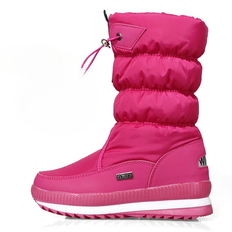 Bottes de neige épaisses pour femmes, bottes mi-mollet chaudes en peluche, antidérapantes, imperméables, bottes de neige décontractées pour femmes, chaussures blanches