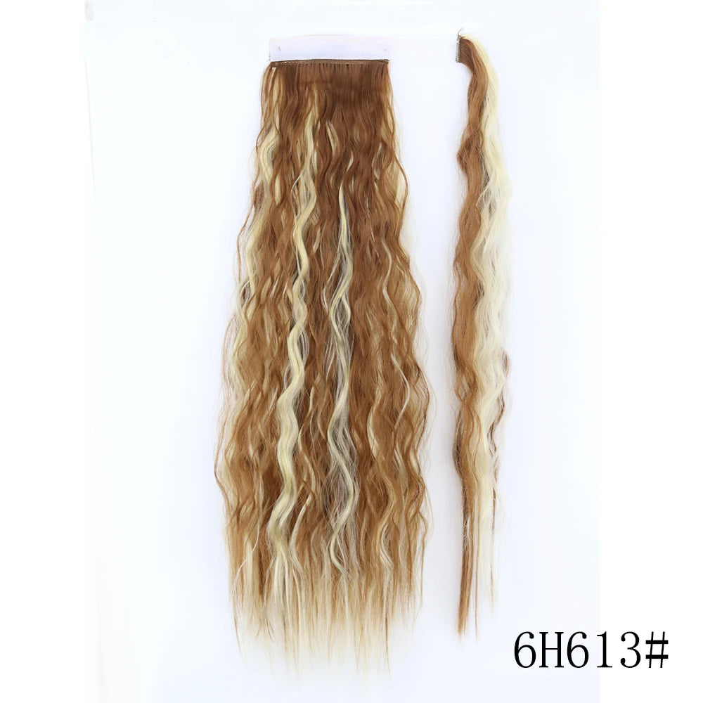 LISI GIRL Synthétique 22/34 Pouces Queue de Cheval enroulée Extensions de Cheveux Bouclés Afro Longs Postiches Queue de Cheval Faux Cheveux Résistant à la Chaleur