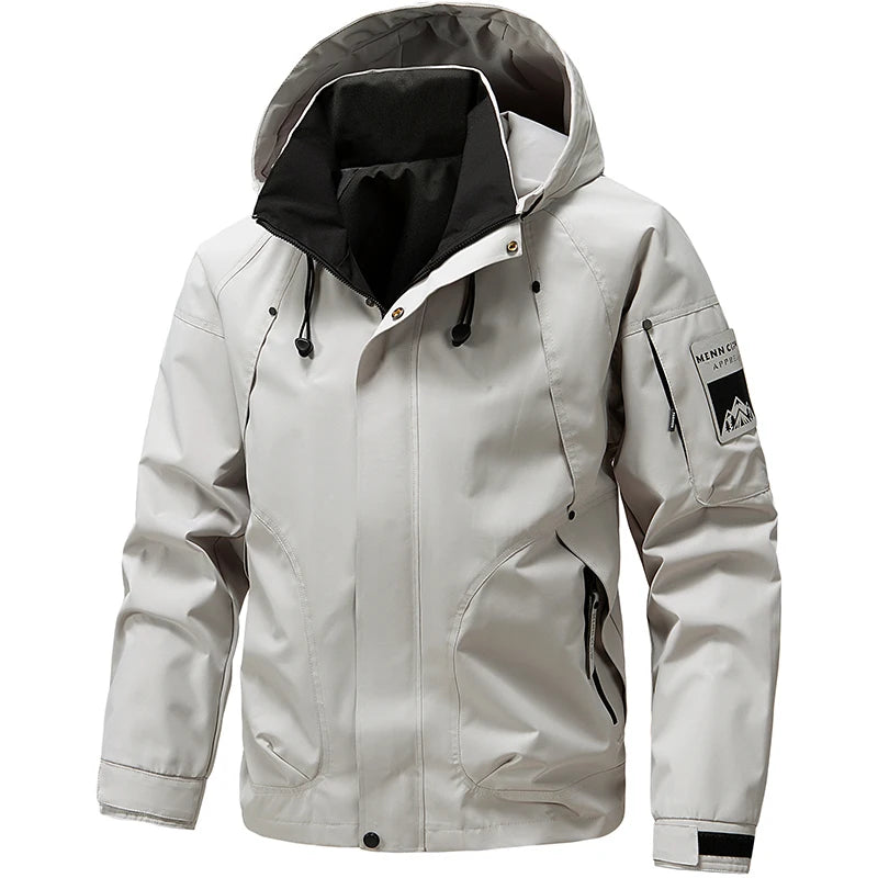Windbreaker Cargo Jackets For Men Motorcycle Military Clothing Waterproof Male Hooded Jacket Camping Outdoor Hiking Men's Coat