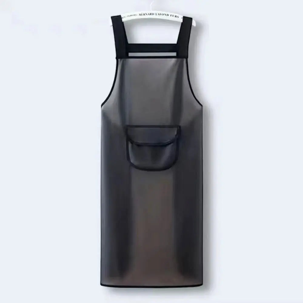 Waterproof Kitchen Apron Household PVC Oil Resistant Work Apron Transparent Black Dirt-Proof Cleaning Aprons