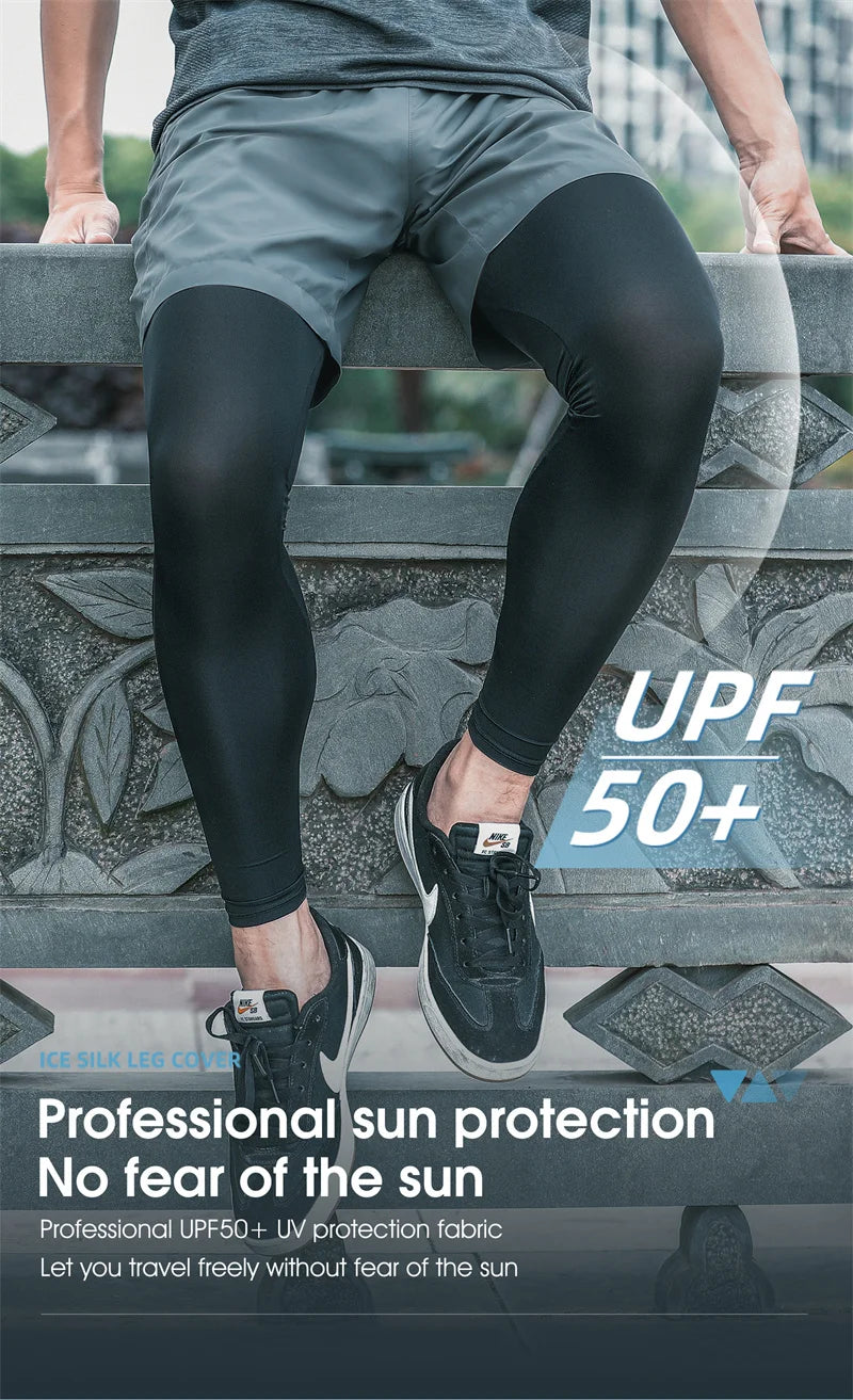 WEST BIKING Summer Running  Cycling Legs Sleeve Ice Silk UV Protection Compression Non-Slip Leg Warmer Cooling Sport Gear