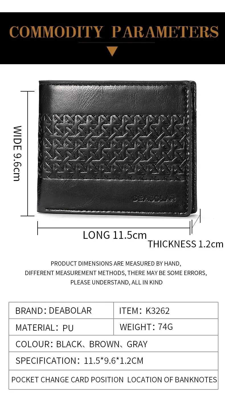 Men's Wallet Embossed Soft Leather PU Leather Multi-Card Credit Card Holder With Men's Short Coin Wallet