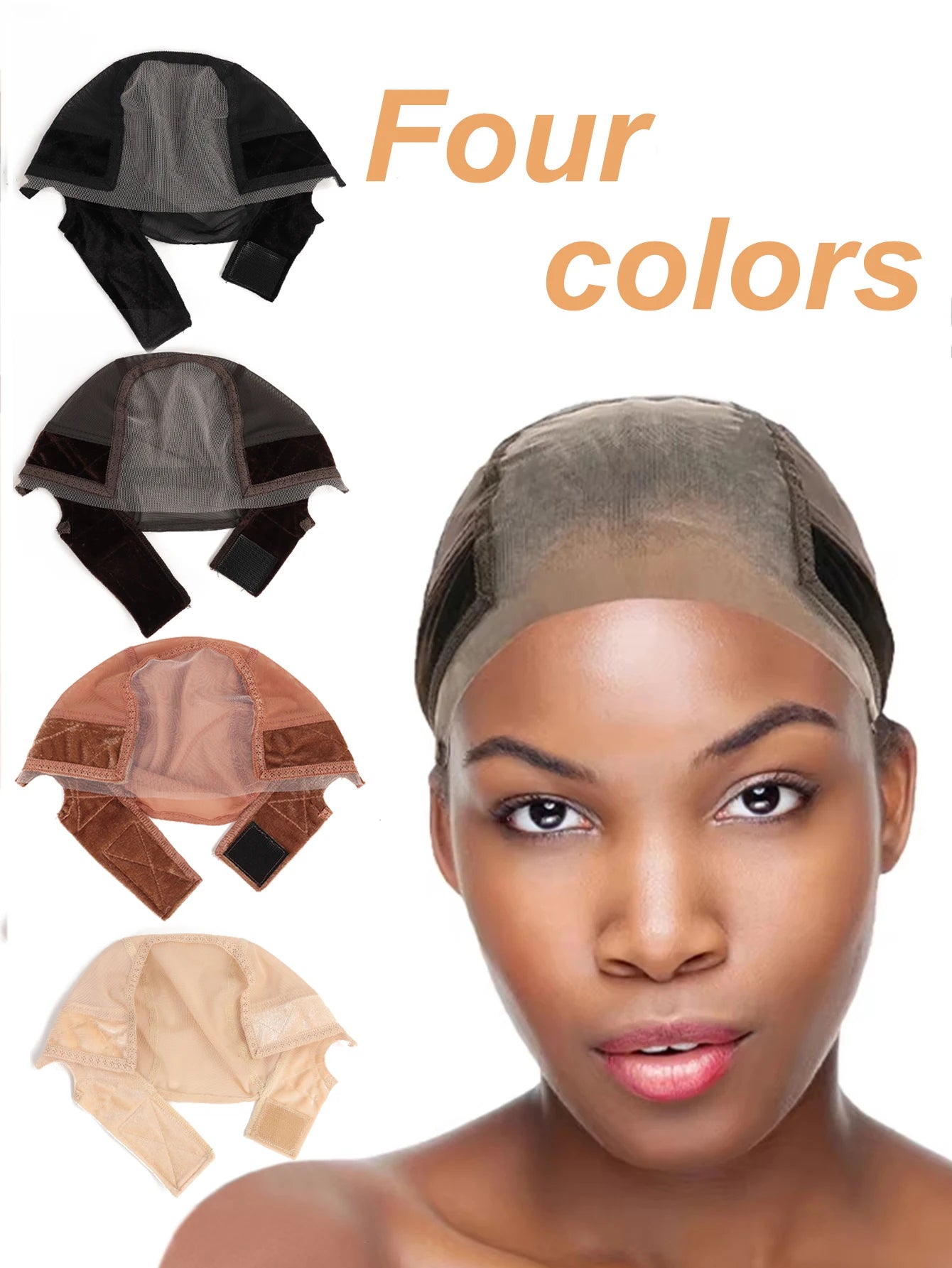 Lace Wig Cap for Women, U Part Wig Making Cap with Adjustable Velvet Wig Grip Band, Nude Hair Net Headband Wig Cap