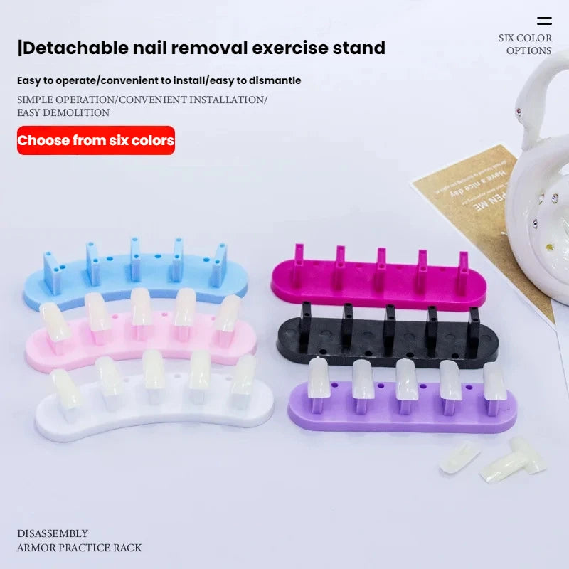 Nail Art Tools Combo - Curved & Straight Nail Tips Holders with Display Stand for Nail Art Students