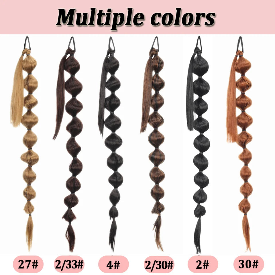 Extensions de cheveux synthétiques queue de cheval africaine moelleuse - Longue tresse étendue avec queue de cheval bulle pour un look volumineux Accessoires capillaires