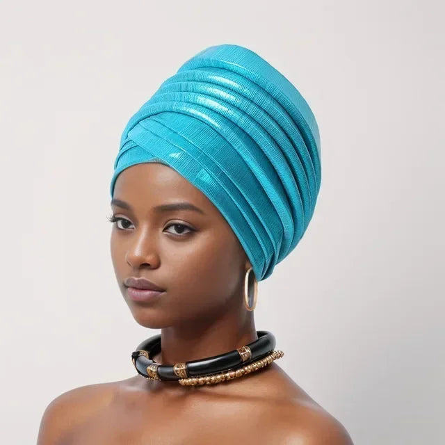 Gorro turbante africano para mujer, envolturas de cabeza nigerianas, pañuelo automático Gele ya hecho, tocado musulmán, tocado para fiesta