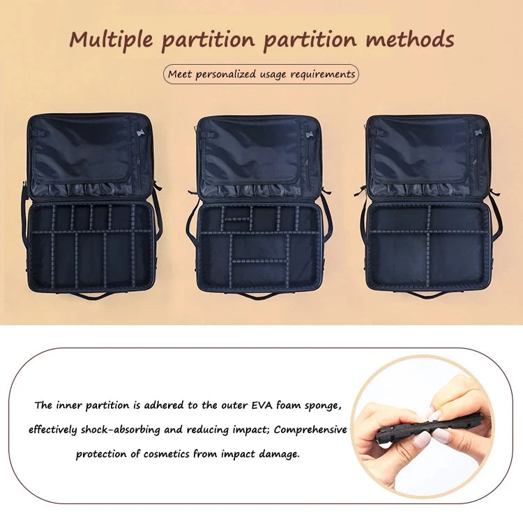 Professional Cosmetic Bag for Women Leather Cosmetic Bags Waterproof Oxford Large Capacity Travel Makeup Case for Makeup Artist