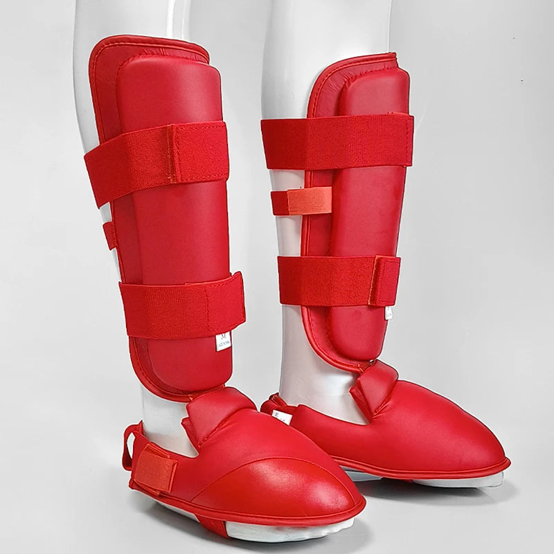 Espínilleras de kárate para adultos y niños, equipo de soporte, espinilleras, rodilleras, protectores de manos, cinturón de cuero, boxeo, artes marciales