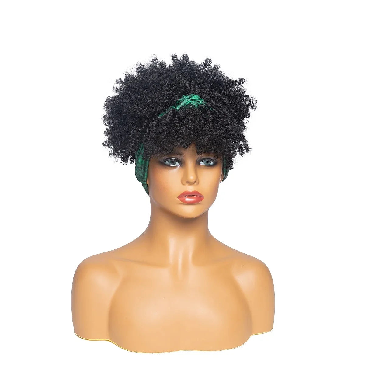 Fluffy Headband Wigs for Black Women Short Afro Kinky Curly Headwrap Wig High Temperature Natural Synthetic Headband Scarf Wig