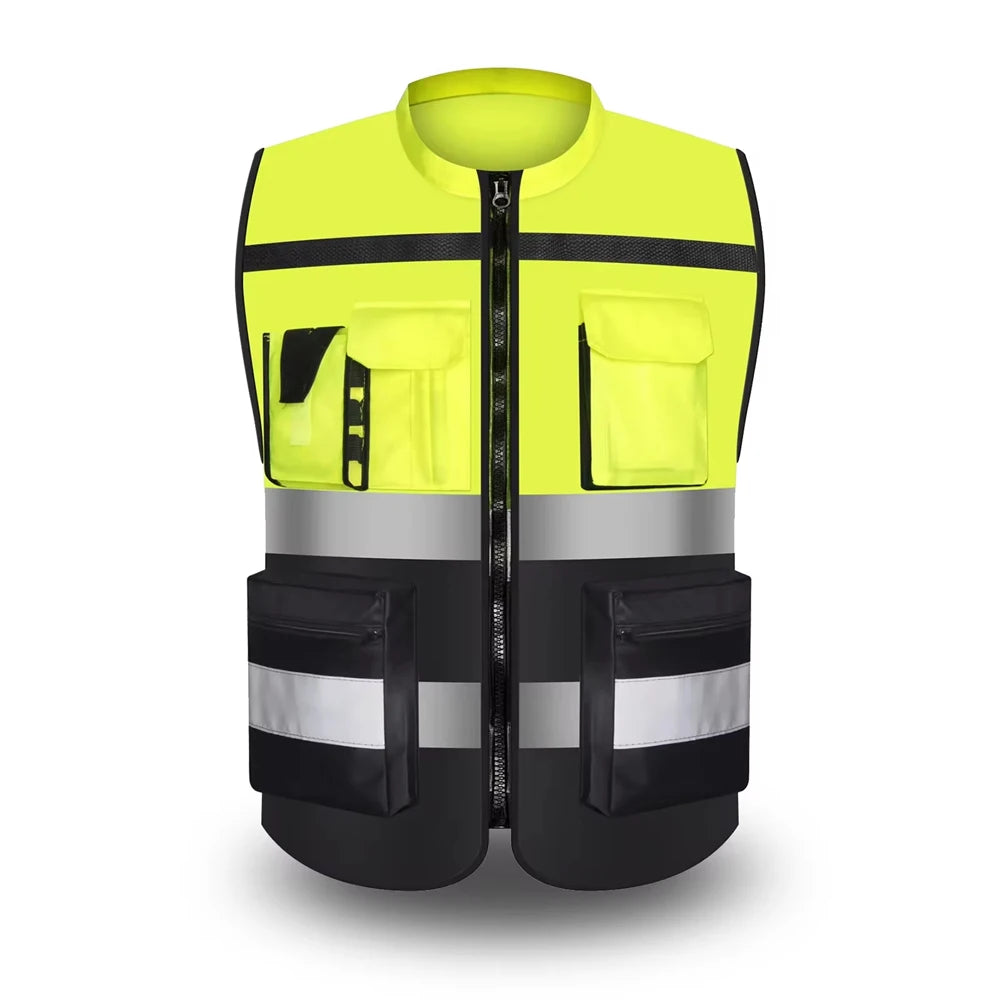 Workwear Vest With Logo Printing Night Construction Work Waistcoats Two Tone Vest Volunteer Uniform