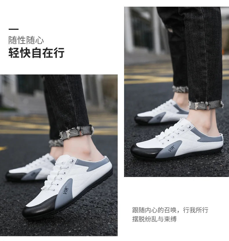 Men's Fashion Soft-soled Half Slippers Men Trendy Casual Shoes Soft Sole Non-slip Shoes New Outdoor Walking Shoes Zapatos Hombre