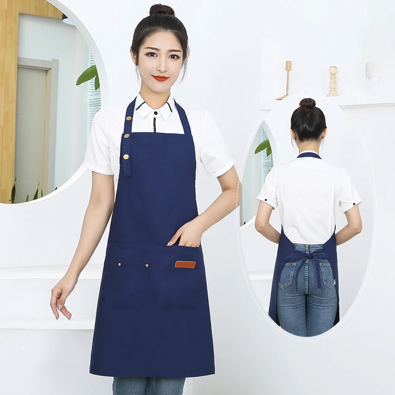 New Fashion Kitchen Aprons for Woman Men Chef Work Apron for Grill Restaurant Bar Shop Cafes Beauty Nails Studios Uniform