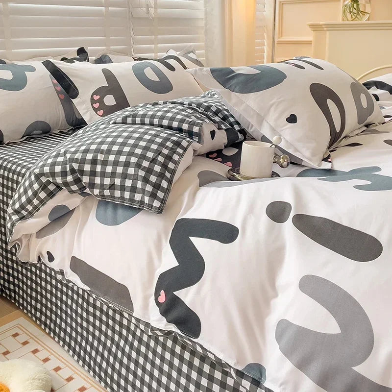 Juego de sábanas estilo dibujos animados para niños, juego de cama con estampado de conejo, transpirable, duradero, постельное белье 이불세트, juego de cama Queen/King