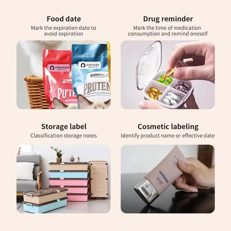 Mini Portable Label Printer Label Maker Machine Small Label Maker Pocket Sticker PrinterFor Home/Office Similar to D110/D11