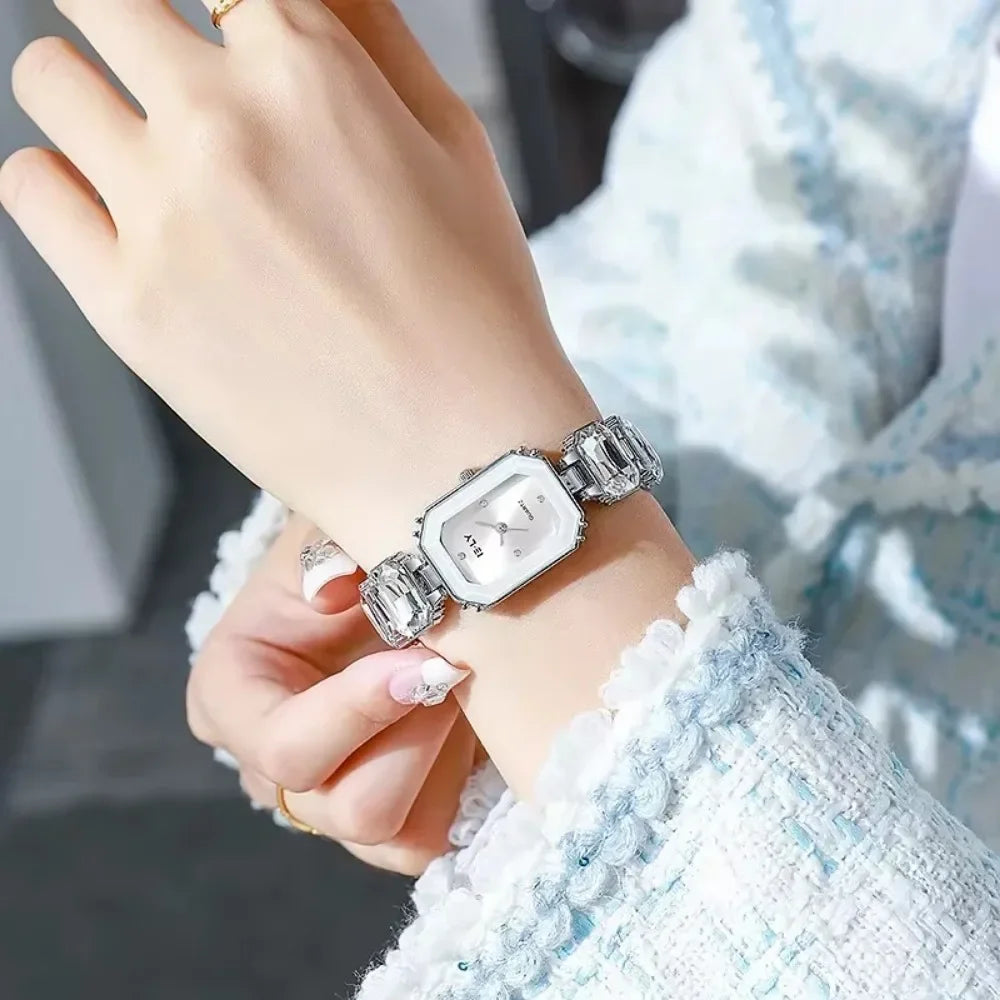 Big Colorful Diamond Quartz Watch for Women Fashion Ladies Luxury Gift Wristwatch Famous Rhinestone Strap Clock Dropshipping