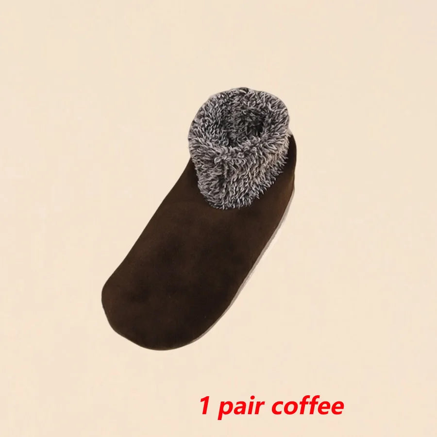 1 par koselige, fuzzy trim gulvsokker, ultravarme, tykke, myke vintersokker innendørs, kvinner, kaldt vær, sklisikker såle, komfortable
