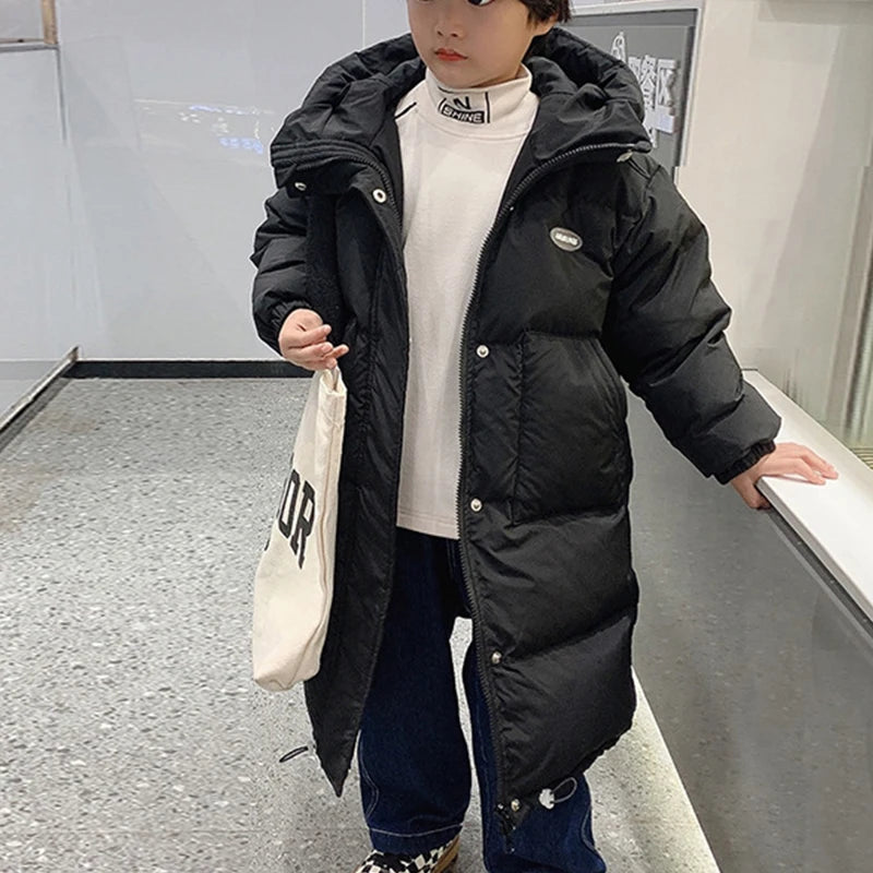 Children's Winter Jacket for Girl Long Warm Parka Down Cotton Coat New Kids Windbreaker Cold Clothes Teenager Overcoat Snow Wear