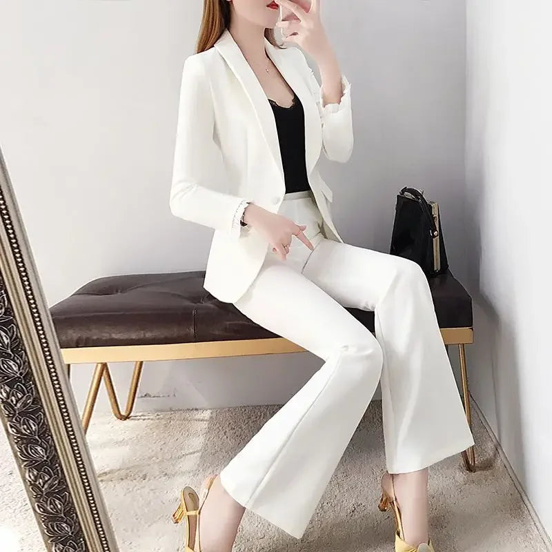 White Trousers Suits Office Blazer and Baggy Professional Women's 2 Pant Set Outfits Two Pieces Sets Pants for Woman Tailor Xxl