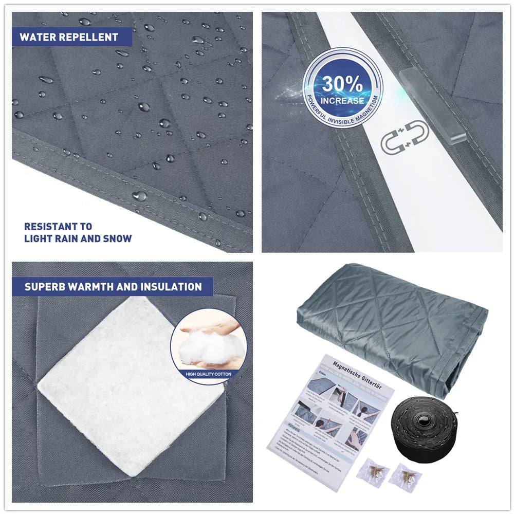 Rideau de porte magnétique isolant thermique, épais, pour chambre à coucher, salon, terrasse, portes coulissantes en verre, hiver