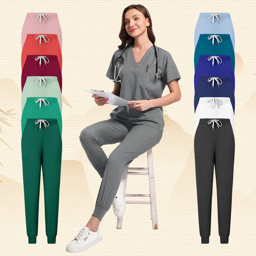 Workwear Nurse Uniform Tops+Straight Pants Medical Nursing Uniform Women Men Pet Shop Beauty Work Suit Doctor Surgery Scrubs Set