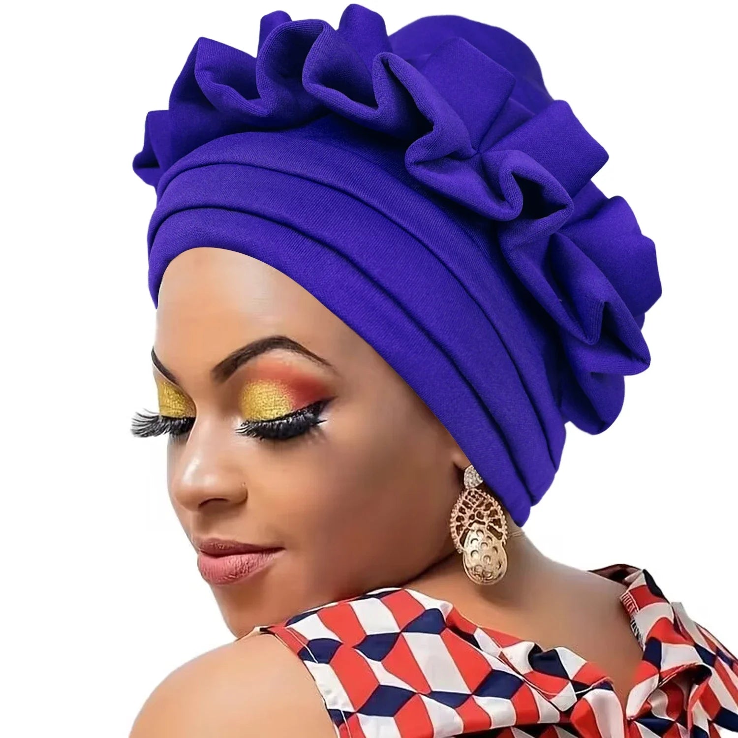 Women’s Raw Silk Pleated Turban – Elegant, African-Inspired & Perfect for Special Occasions
