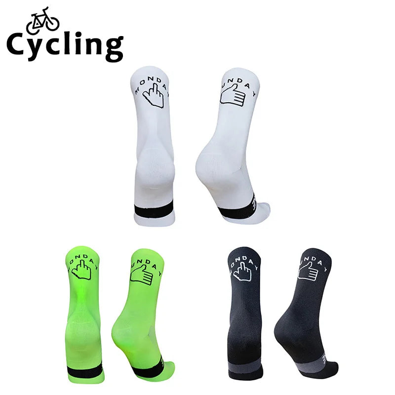 Deporte Correr Lunes Calcetines Nuevo Domingo Transpirable Ciclismo Calcetines de Ciclismo de Carretera para Hombres Mujeres calcetines ciclismo
