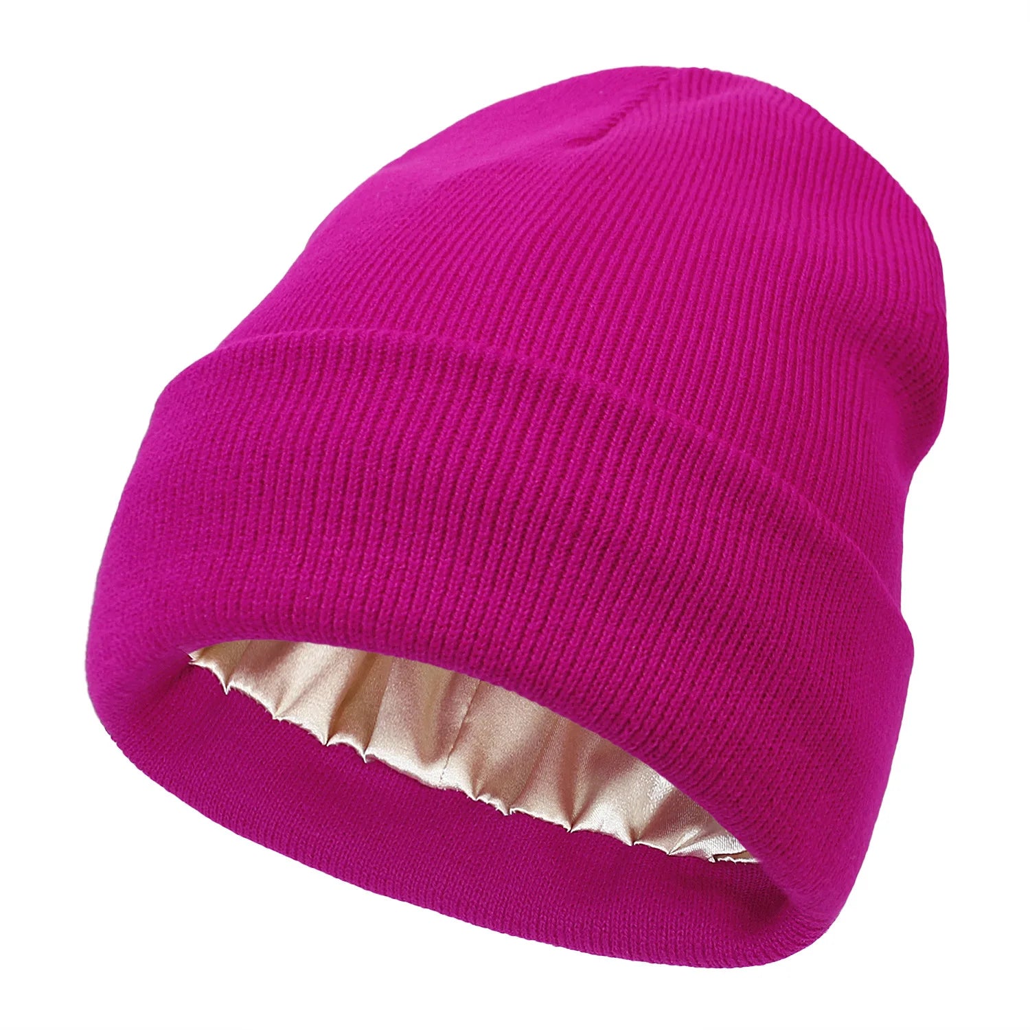 Knitted Hat For Women Silk Satin Lined Beanies Chunky Caps Warm Winter Women Men Bonnet Skullies Caps Male Female Balaclava Hats