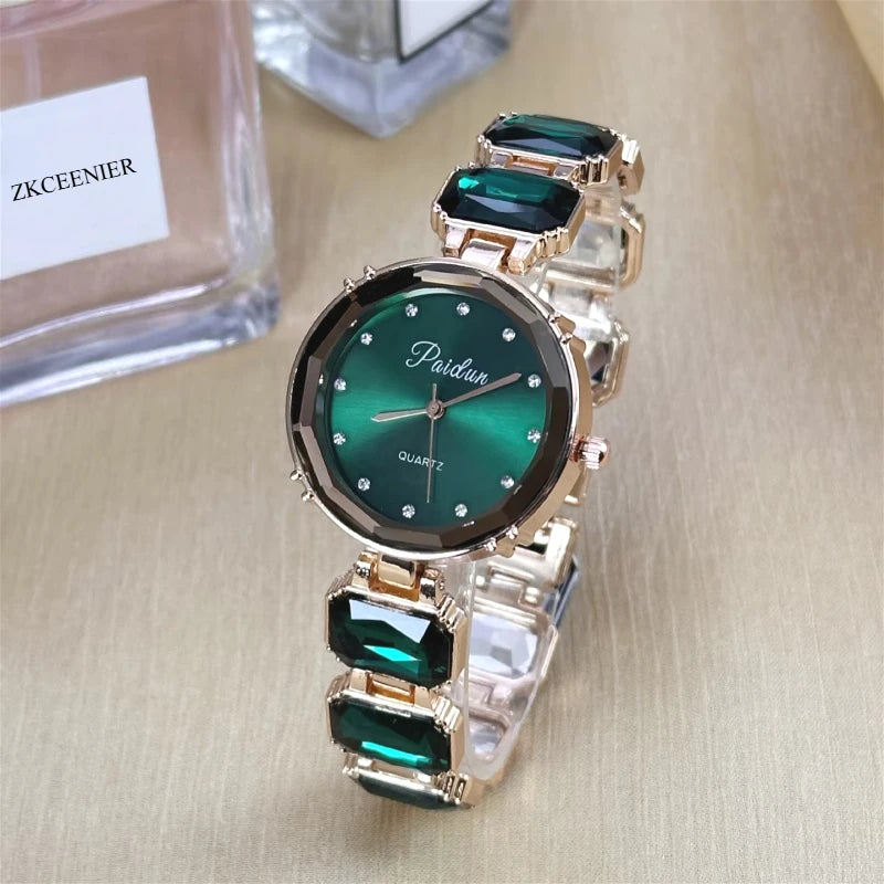 Big Diamond Bracelet Wristwatches New Round Dial Quartz Watches for Women Luxury Girls Clock Dropshipping Reloj Gifts