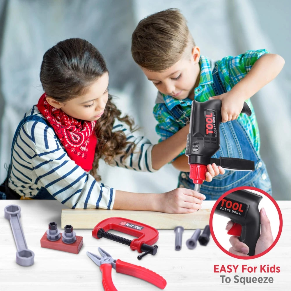 Kit d'outils pour enfants avec perceuse électrique, jouet de construction électrique pour enfants, kit d'outils pour tout-petits garçons filles enfants