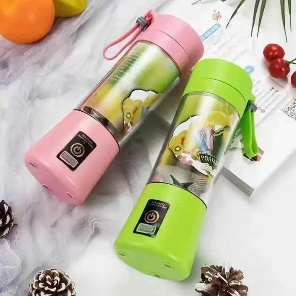 Portable USB Charging Electric Juice Extractor Cup Automatic Mini Juicer with 6 Leaf Blade Rechargeable Fruit Blender Cup for Ho