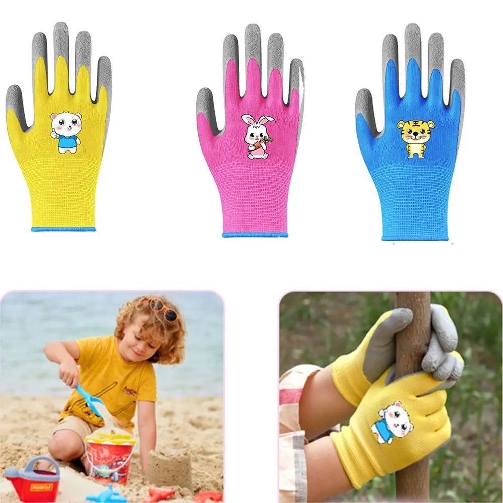 Waterproof Kid Gardening Gloves Breathable Safety Garden Work Gloves Non-Slip Animal Pattern Children Protective Glove Yard
