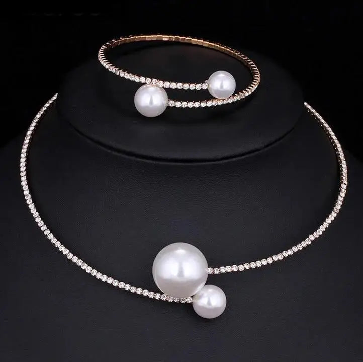 Juego de joyas de novia de perlas y cristales – Elegante, atemporal y con gracia chic