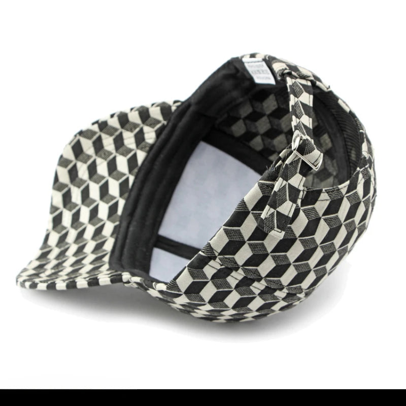 Casquette de baseball à carreaux 3D avec soleil