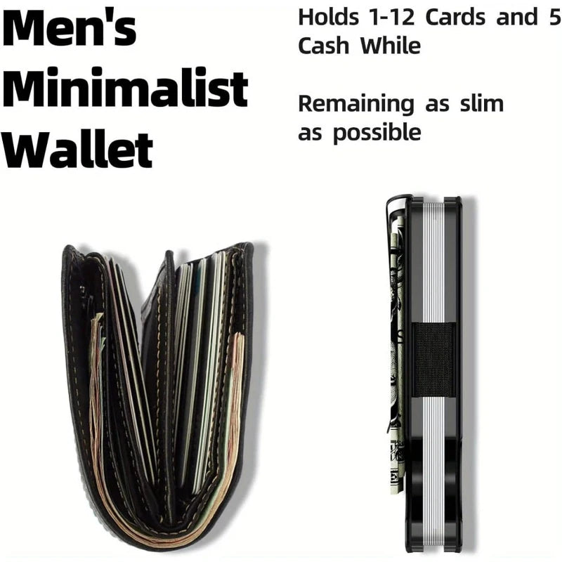 Cartera Delgada Para Hombre - Cartera Minimalista para Hombre con Bloqueo RFID para Bolsillo Delantero - Cartera Metálica con Clip para Billetes para Hombre