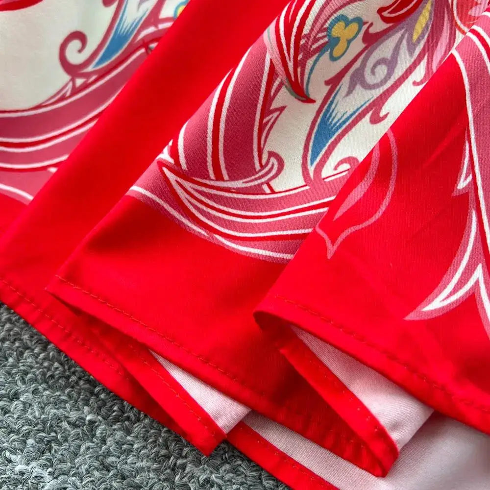 Fashion High-End Feeling Gown Dress Elegant European Court Style Long Printed Slimming New Women's Design Sensation Retro Summer