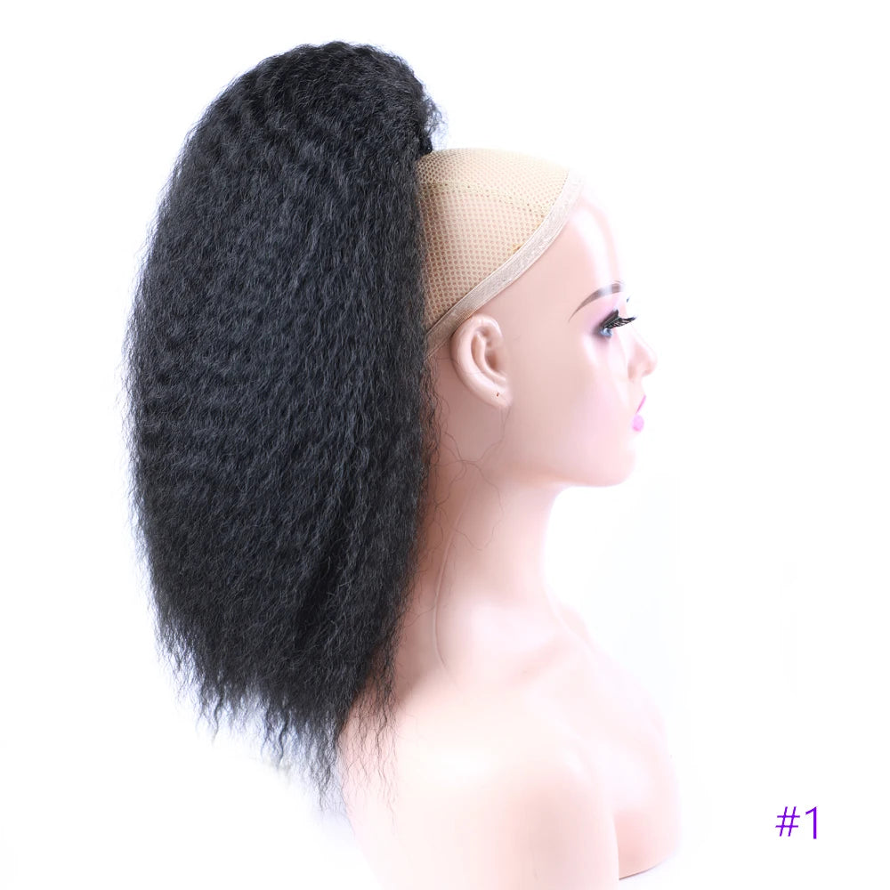 Queue de cheval synthétique bouclée avec cordon de serrage, extension de cheveux élastique pour femmes, postiche afro bouffante