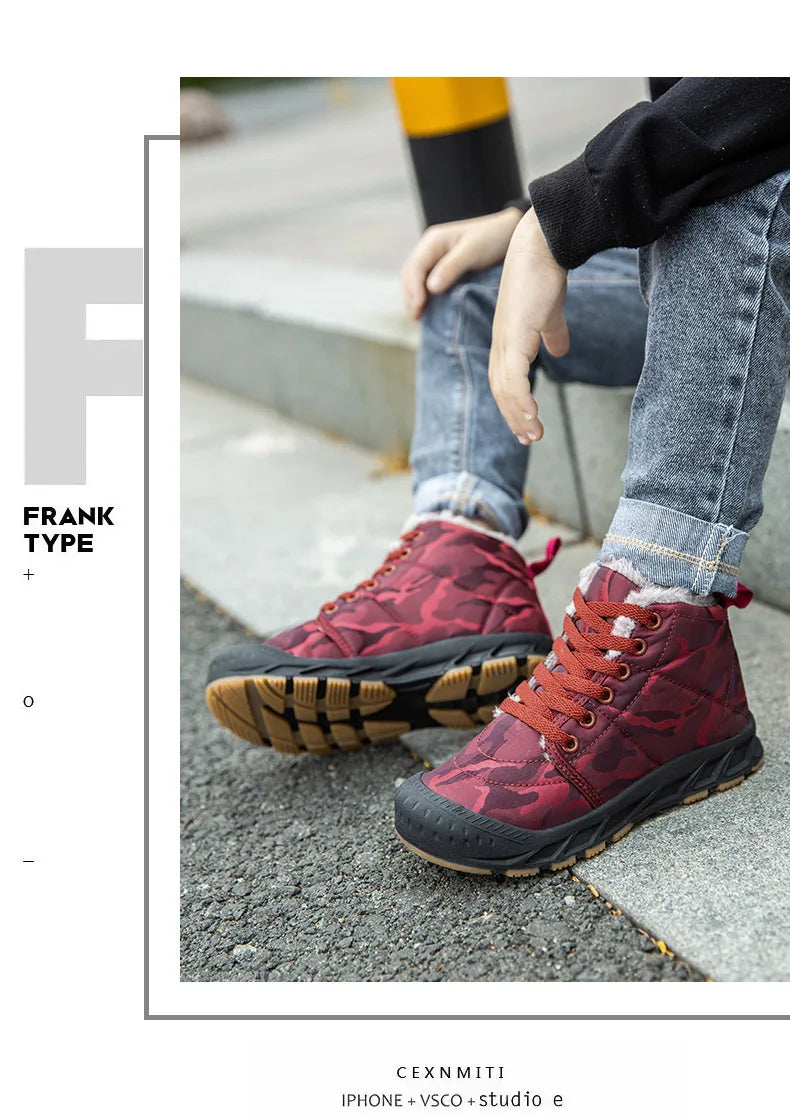 Waterproof Winter Children Snow Boots Warm Outdoor Shoes Boy Girl Short Boots Fashion Comfortable Non-Slip Sneakers Kids Boots