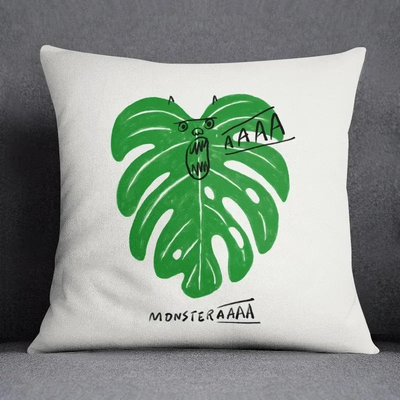 Green leaf pattern throw pillow cover home decoration office cushion cover bedroom living room sofa car cushion cover 45x45 cm