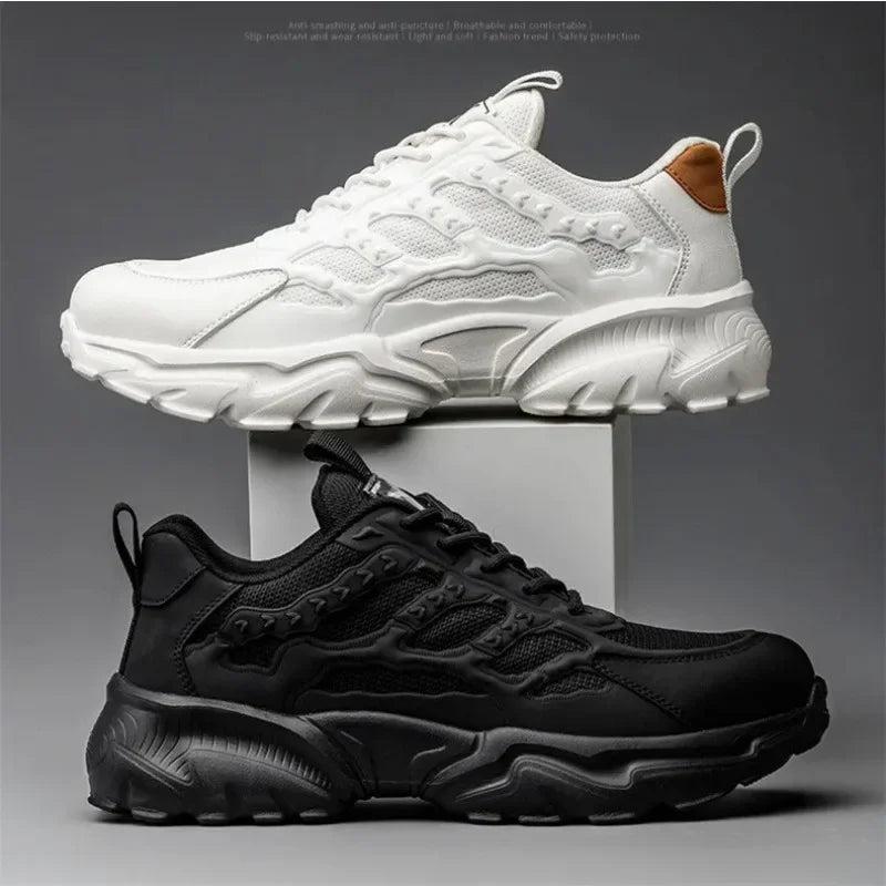 white work shoes lightweight comfortable safety shoes man women work shoes with a steel toe puncture proof safety work sneakers