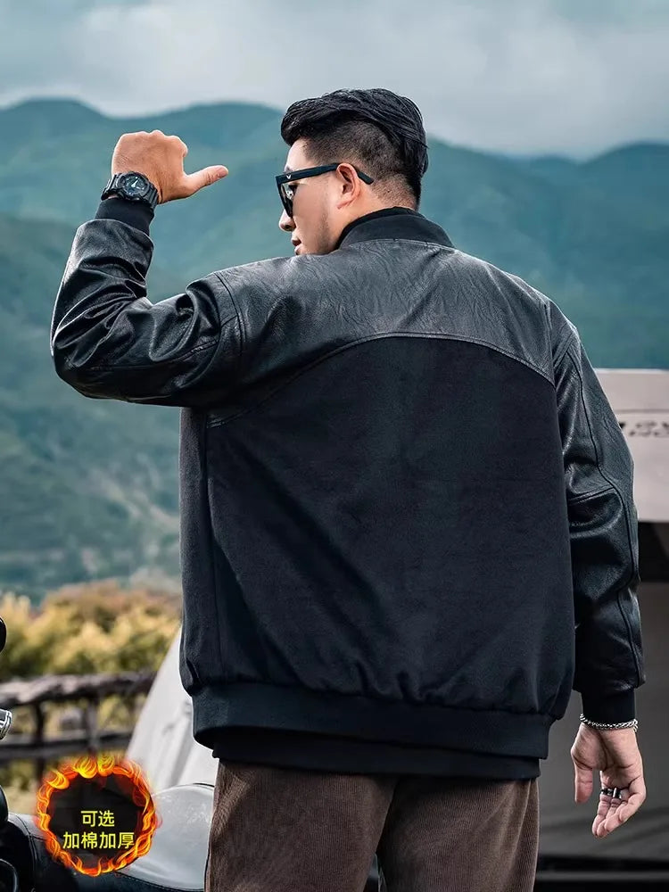 Men's Baseball Jacket, Plus Size, Loose, Spliced Cotton, Basic Mass Jackets, Autumn And Winter American Jacket, 7XL