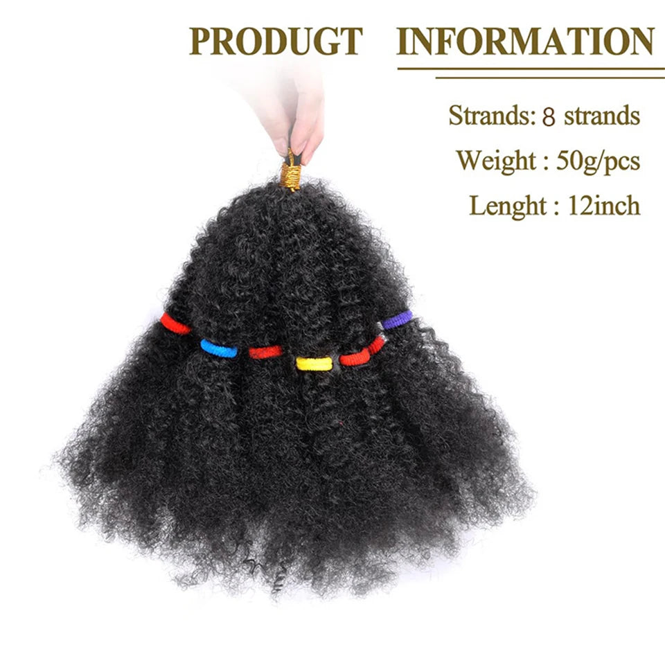 Afro Kinky Synthetic Wig 12 Inch 1 Packs(8stands/pack) Pre Afro Kinky Twist Wig Afro Braiding Wig Kinky Twist Crochet Braids