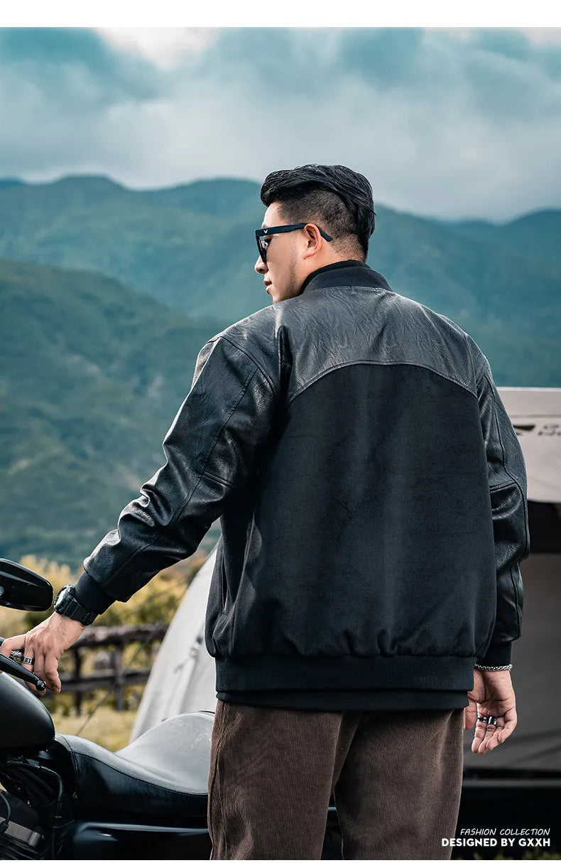 Men's Baseball Jacket, Plus Size, Loose, Spliced Cotton, Basic Mass Jackets, Autumn And Winter American Jacket, 7XL