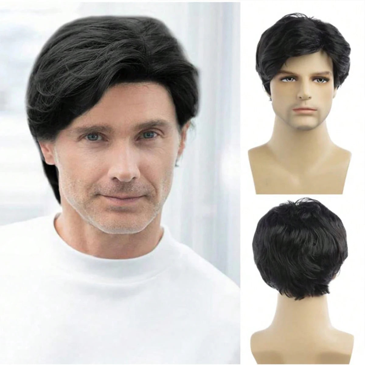Pelucas blancas, cabello sintético natural esponjoso en capas, peluca diaria para Halloween