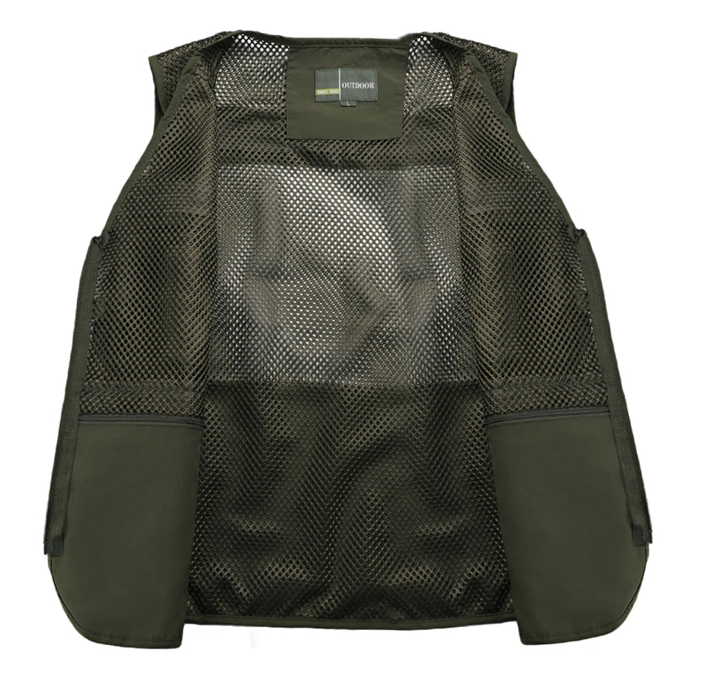 Men's Vest Tactical Webbed Gear Coat Summer Photographer Waistcoat Tool Many Pocket Mesh Work Sleeveless Jacket Male