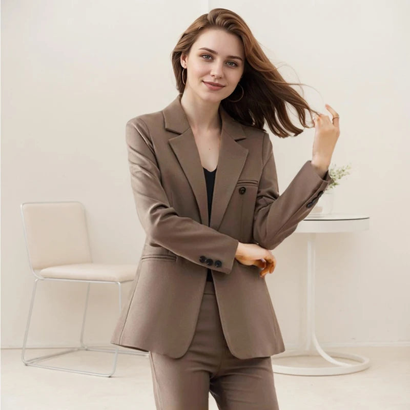 Elegant Suits for Women Spring and Autumn High-end Workplace Temperament Double-breasted Suit Trousers Suit Casual Business Set
