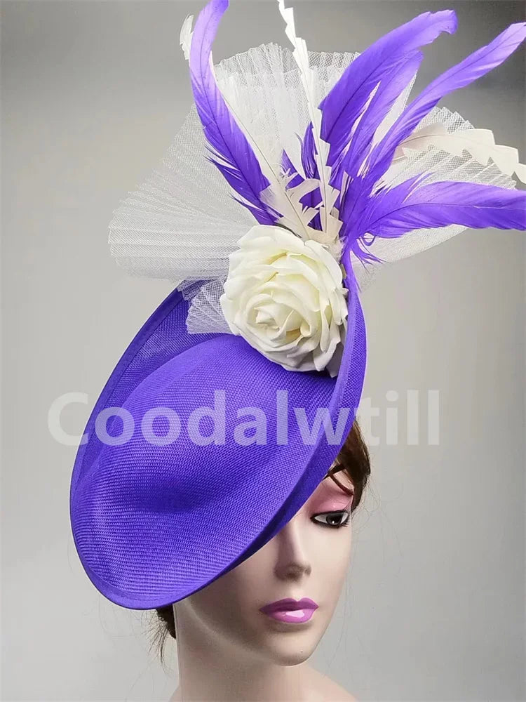 Flower Fascinators Hats Party Wedding Women Pillbox Cap Elegant Ladies Church Occasion Race Millinery Cap With Net Hair Access